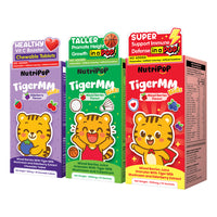 NutriPOP TigerMM Kids Red in a POP 15s + Green in a POP 15s + Purple in a Chew 30s